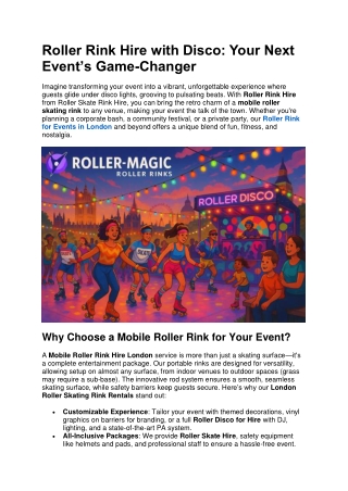 Roller Rink Hire with Disco: Your Next Event’s Game-Changer