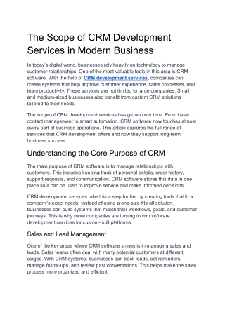 The Scope of CRM Development Services in Modern Business