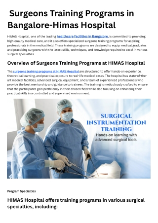 Surgeons Training Programs in Bangalore-Himas Hospital