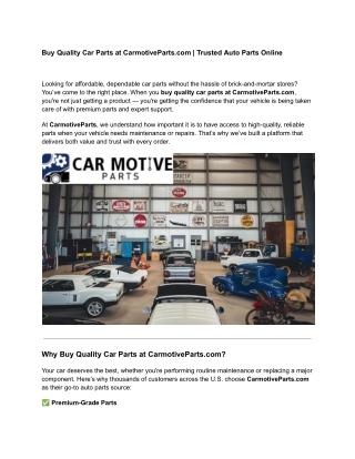 Buy Quality Car Parts at CarmotiveParts.com | Trusted Auto Parts Online