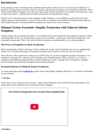 Minimal Techno Essentials: Simplify Production with Tailored Ableton Templates