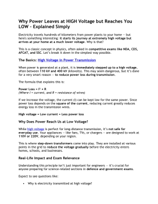 Why Electricity Is Transmitted at High Voltage but Delivered at Low: Full Explan