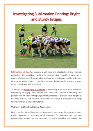 Investigating Sublimation Printing Bright and Sturdy Images