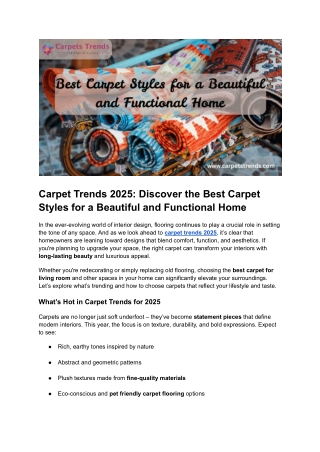 Carpet Trends 2025_ Discover the Best Carpet Styles for a Beautiful and Functional Home