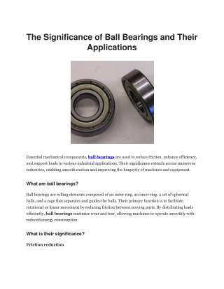 Ball Bearing Marginal Hydraulic