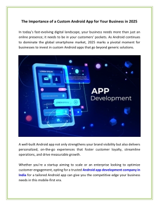 The Importance of a Custom Android App for Your Business in 2025