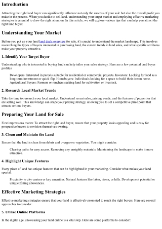 Tips for Attracting the Right Land Buyer