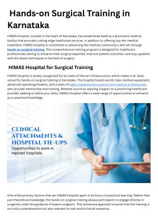Hands-on Surgical Training in Karnataka