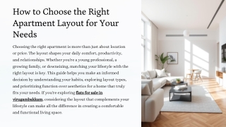 How to Choose the Right Apartment Layout for Your Needs