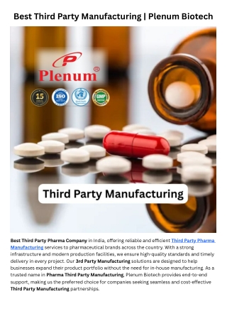 Third Party Pharma Manufacturing | Plenum Biotech