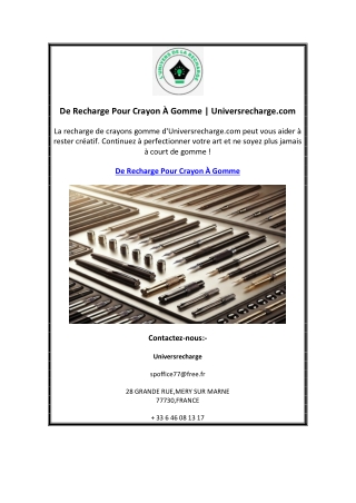 De Recharge Pour Crayon À Gomme | Universrecharge.com
