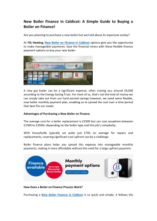 New Boiler Finance in Caldicot- A Simple Guide to Buying a Boiler on Finance!
