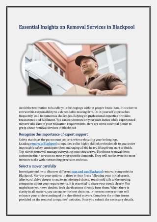 Essential Insights on Removal Services in Blackpool