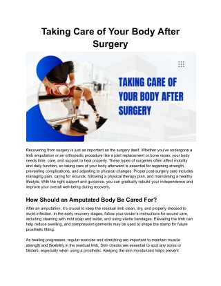 Taking Care of Your Body After Surgery