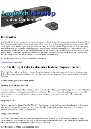 Selecting the Right Video Conferencing Tools for Corporate Success