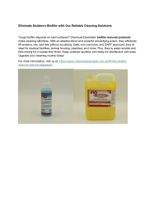 Eliminate Stubborn Biofilm with Our Reliable Cleaning Soluti