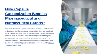 How Capsule Customization Benefits Pharmaceutical and Nutraceutical Brands?