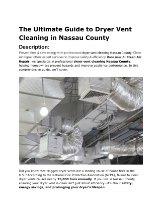_Dryer Vent Cleaning in Nassau County