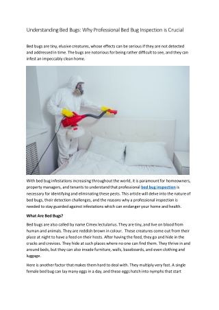 Understanding Bed Bugs: Why Professional Bed Bug Inspection is Crucial