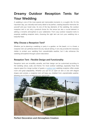 Dreamy Outdoor Reception Tents for Your Wedding