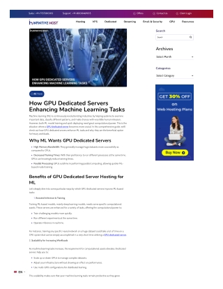 How GPU Dedicated Servers Enhancing Machine Learning Tasks