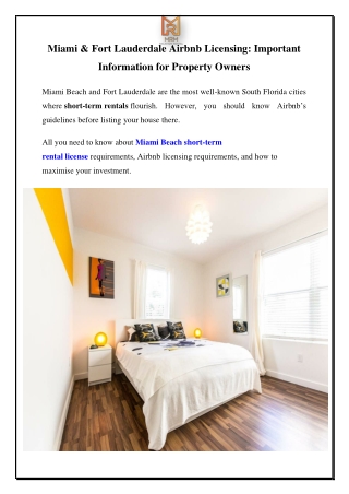 Miami & Fort Lauderdale Airbnb Licensing Important Information for Property Owners