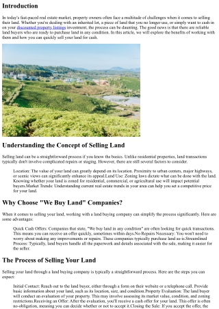 Quick Cash: We Buy Land in Any Condition