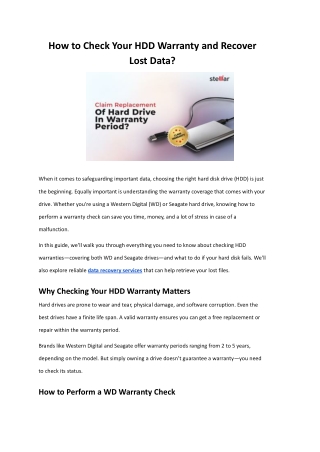 How to Check Your HDD Warranty and Recover Lost Data