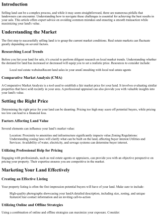 Avoiding Pitfalls When Selling Land: Expert Advice