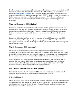 ecommerce SEO solutions