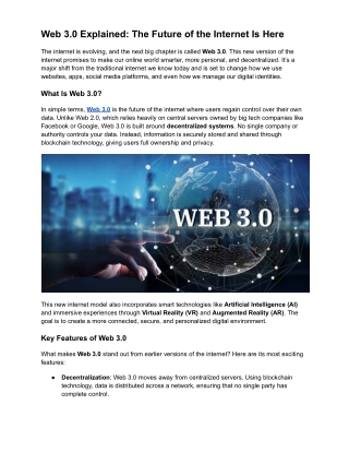 Web 3.0 Explained_ The Future of a Smarter, Safer, and Decentralized Internet theaspiringceo
