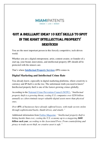Got a Brilliant Idea? 10 Key Skills to Spot in the Right Intellectual Property