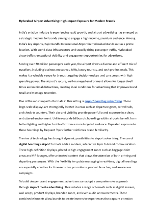 Hyderabad Airport Advertising: High-Impact Exposure for Modern Brands