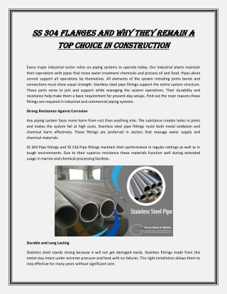 SS 304 Flanges and Why They Remain a Top Choice in Construction