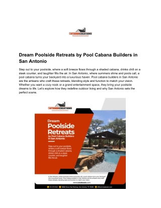 Dream Poolside Retreats by Pool Cabana Builders in San Antonio