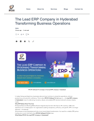 Best ERP software services in Hyderabad @RFCHH SOFTWARE PVT LTD