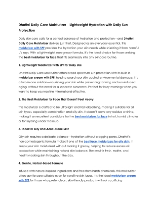 Dhathri Daily Care Moisturizer – Lightweight Hydration with Daily Sun Protection