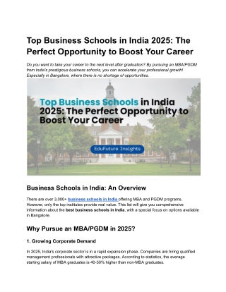 Top Business Schools in India 2025_ The Perfect Opportunity to Boost Your Career