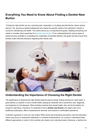 Everything You Need to Know About Finding a Dentist Near Burton
