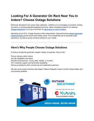 Generator Rent