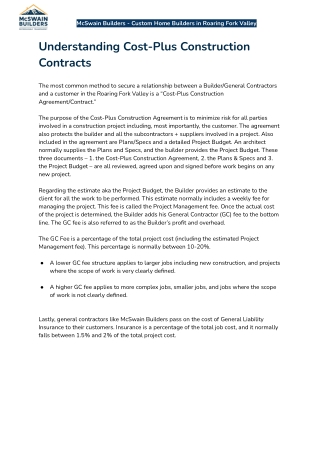 Understanding Cost-Plus Construction Contracts