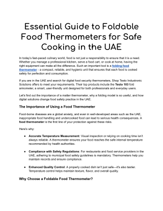 Foldable Food Thermometers: Cook Safely in the UAE with Shop Testo