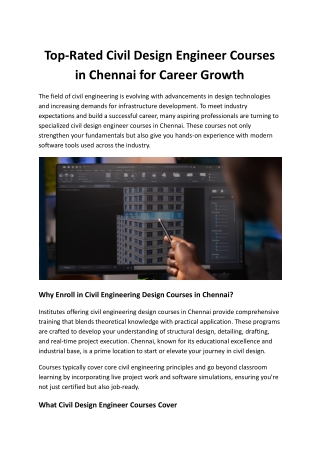 Top Civil Engineering Design Courses in Chennai for Practical Learning