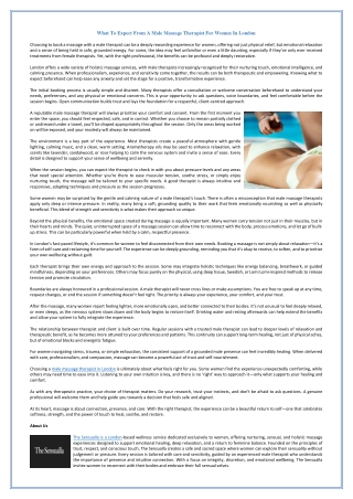 What To Expect From A Male Massage Therapist For Women In London