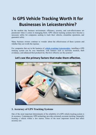 Is GPS Vehicle Tracking Worth It for Businesses in Leicestershire
