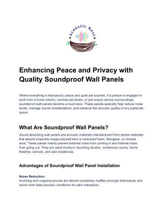 Enhancing Peace and Privacy with Quality Soundproof Wall Panels