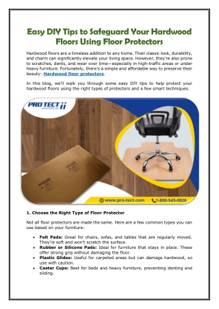Easy DIY Tips to Safeguard Your Hardwood Floors Using Floor Protectors