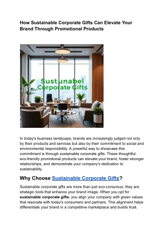 How Sustainable Corporate Gifts Can Elevate Your Brand Through Promotional Products