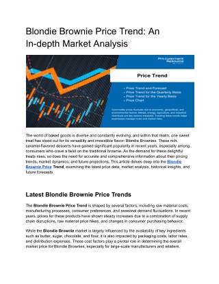 Blondie Brownie Price Trend - An In-depth Market Analysis
