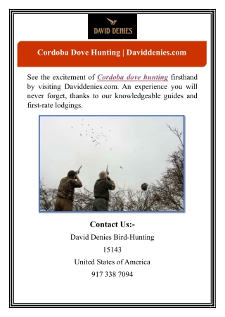 Cordoba Dove Hunting | Daviddenies.com